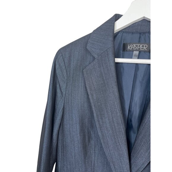Kasper Blue Blazer Women’s 8 Classic Preppy Work Jacket Old Money Style - Picture 5 of 12